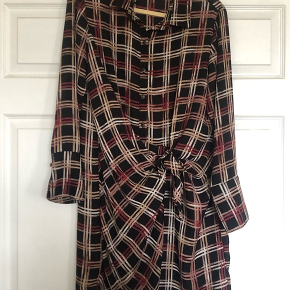 Plaid Wrap Style Shirt Dress - Like New - Picture 8 of 8